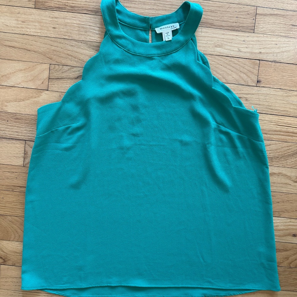 Monteau Green  High-Neck Scalloped Sleeveless Camisole